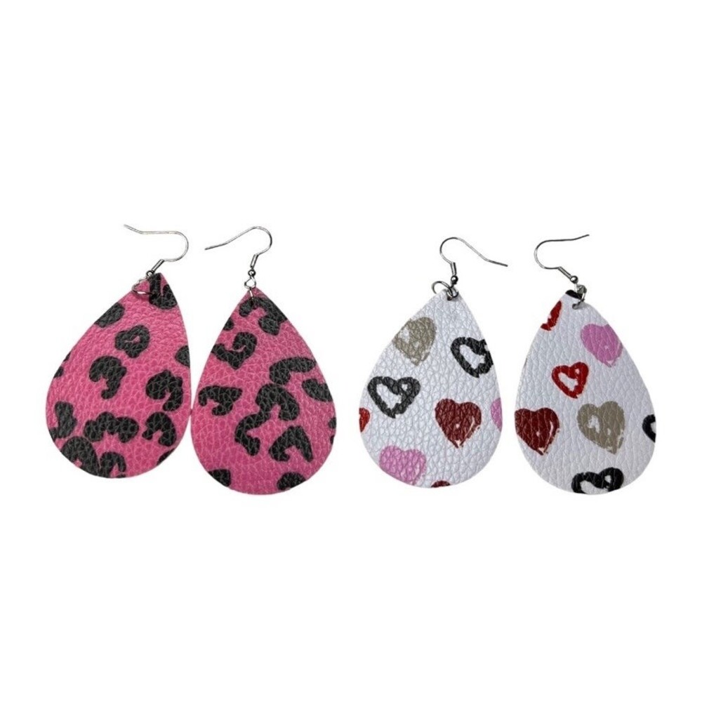 Earrings Heart Love Earrings Valentine's Earrings Dangle Earrings Red Pink B1